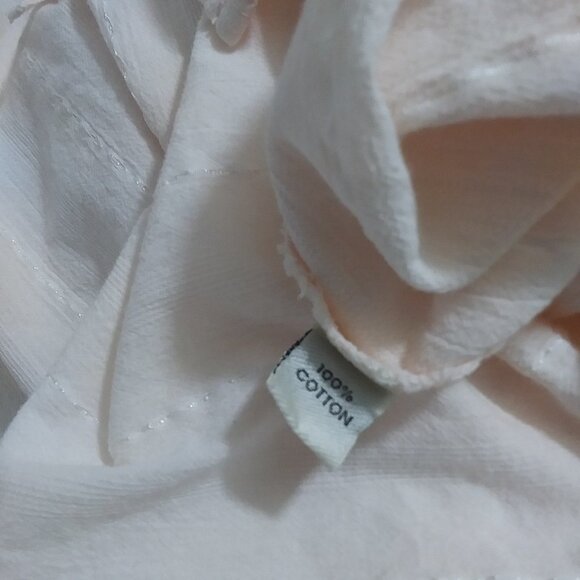 Iridium Top Pale Peach 100% Cotton Tortoise Tunic Top Drawstring Neckline Size M - Picture 5 of 8